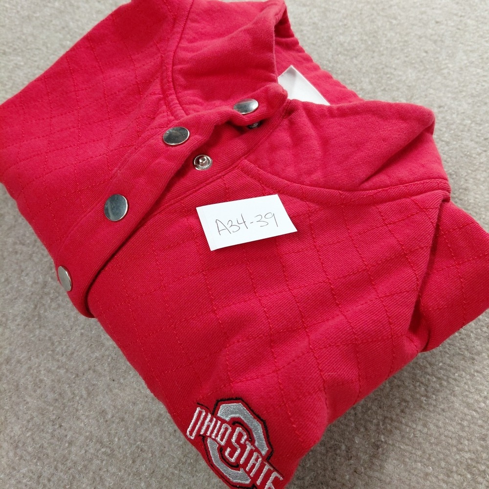 Ohio State Buckeyes NCAA 1/4 Snap Womens LARGE Pullover Front Pocket Red Logo - Picture 12 of 12